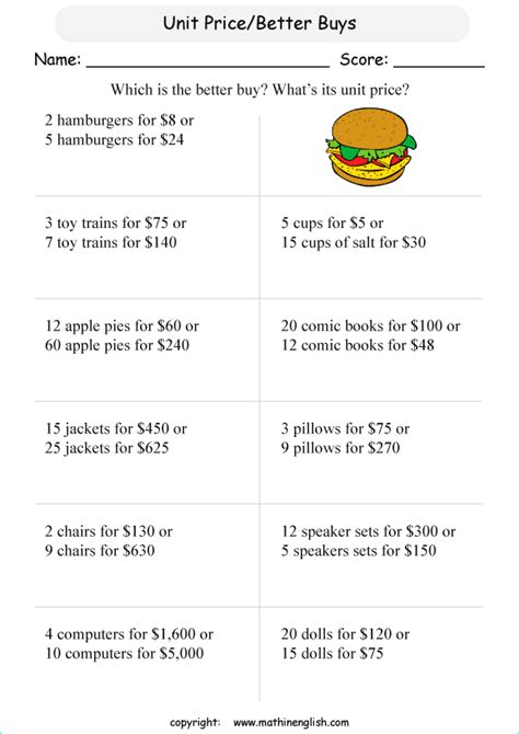 Unit Rate Practice Worksheets