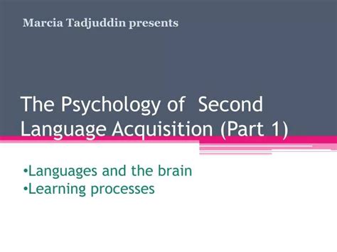 PPT The Psychology Of Second Language Acquisition Part 1 PowerPoint