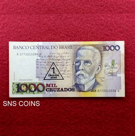 Brazil 1 Cruzado Novo Overprint On 1000 Cruzados 1989 Banknote BidCurios