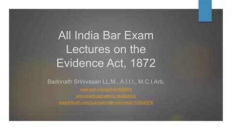 Lecture 2 Preliminary Aspects Of The Indian Evidence Act 1872 PPT