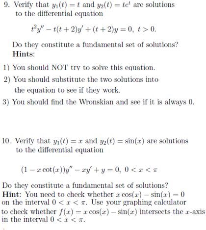 Solved Verify That Y T T And Y T Tet Are Solutions Chegg