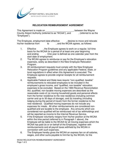 12 Relocation Agreement Templates Pdf Word