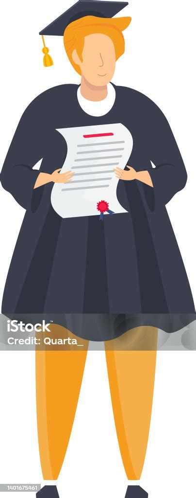 full body graduate student man holding  diploma stock illustration