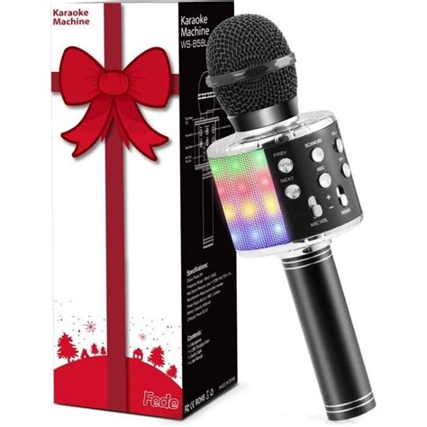 Microphone Karaoké Sans Fil Bluetooth Avec Lumière Led Multi Couleur