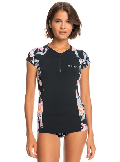 Womens Roxy Short Sleeve Half Zip Upf 50 Rash Vest Roxy