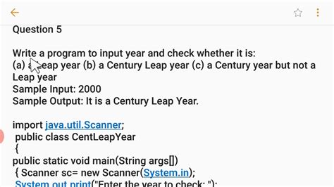 Century Leap Year Program In Java Youtube