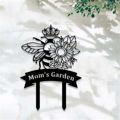 Personalized Queen Bee with Sunflowers Garden Yard Stakes Decorative Custom Metal Sign - Custom ...