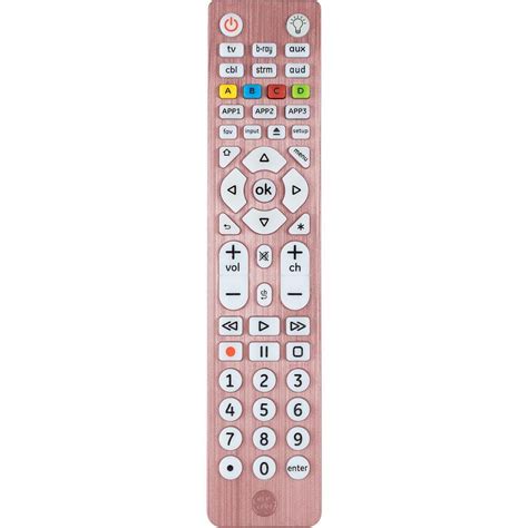 GE 6 Device Backlit Universal TV Remote Control In Brushed Rose Gold