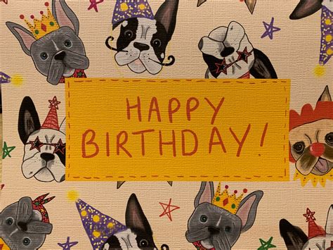 Frenchie Happy Birthday Card French Bulldog Print Etsy