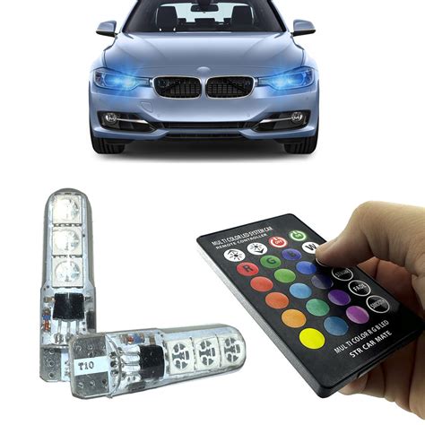 Par Lampada Led Automotivo Pingo T Rgb Cores Controle Farolete