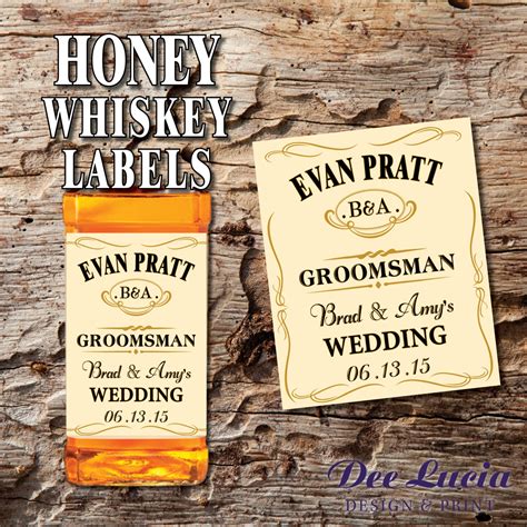 Custom Honey Whiskey Bottle Labels For Groomsmen Best Man