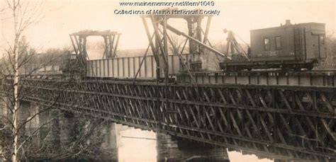 Rebuilding The Old Railroad Bridge Norridgewock Ca 1900 Maine