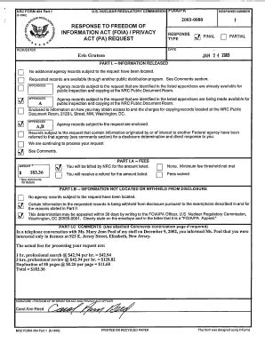 Fillable Online Pbadupws Nrc Nrc Form Part I U S Nuclear