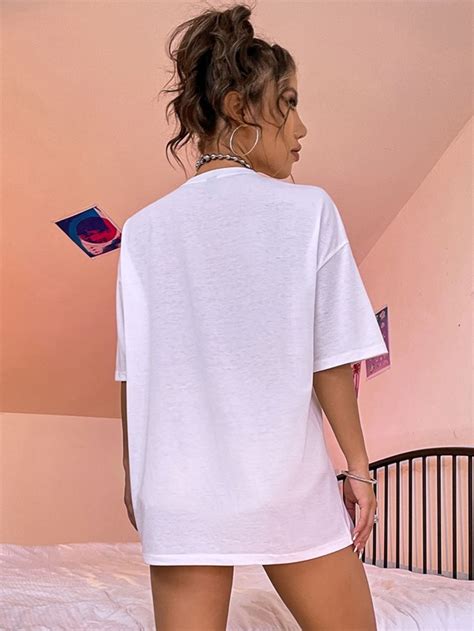 Figure Graphic Drop Shoulder Tee Shein Usa