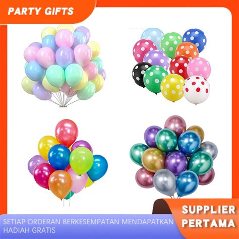 Jual Balon Latex Mix Inch Metalik Doff Macaron Chrome Polkadot Isi