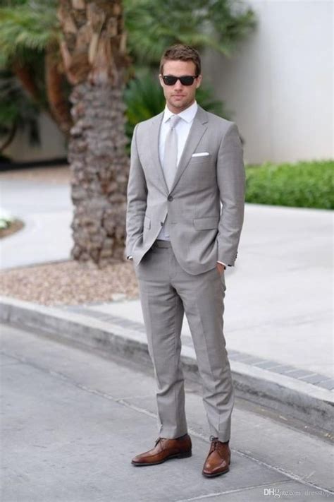 Slim Fit Anzug Wedding Suits Men Grey Light Gray Wedding Wedding Men