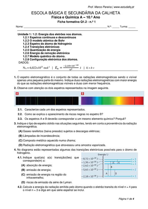 Ficha Formativa Q N Fqa Escola B Sica E Secund Ria Da