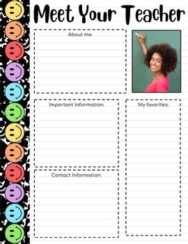 Google Slides Meet the Teacher Template Editable Rainbow Smiley by teachATX