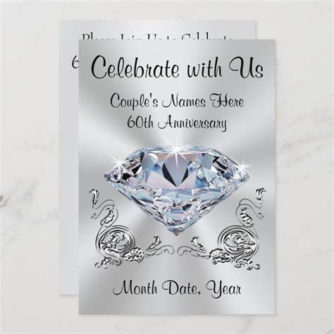 Diamond Personalized 60th Anniversary Invitations Zazzle