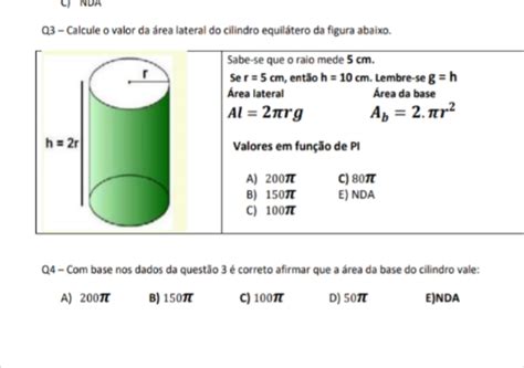 Como Calcular O Raio De Um Cilindro Equilatero Templates Printable Free