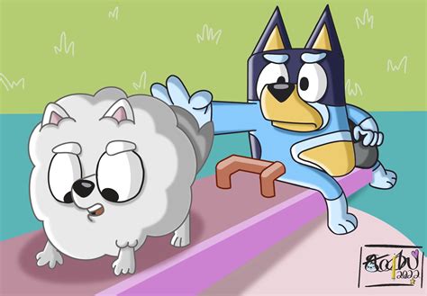 Bandit And Pom Pom From Bluey By Stephdraws40 On Deviantart