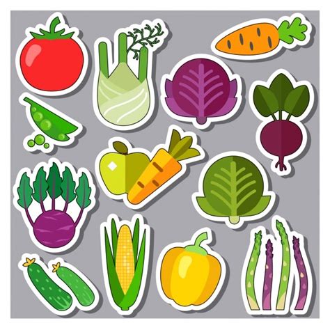 Colección de pegatinas de verduras Vector Gratis