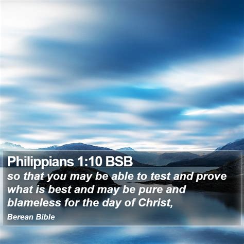 Philippians Bsb So That You May Be Able To Test And Prove What Is