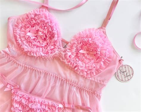 Babydoll Lingerie Set Ruffle Cups Vintage Style Nightie Custom Color