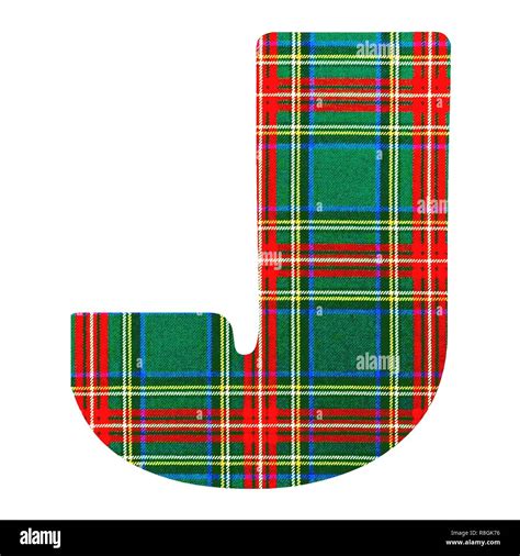 Scottish style fabric texture Alphabet Symbol Character on White ...