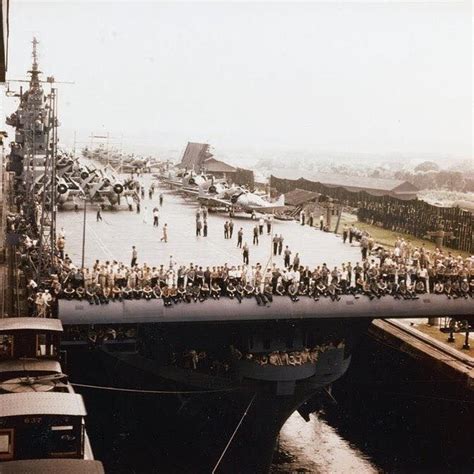 The U S Navy Aircraft Carrier Uss Yorktown Cv 10 Transiting The Panama Canal July 1943