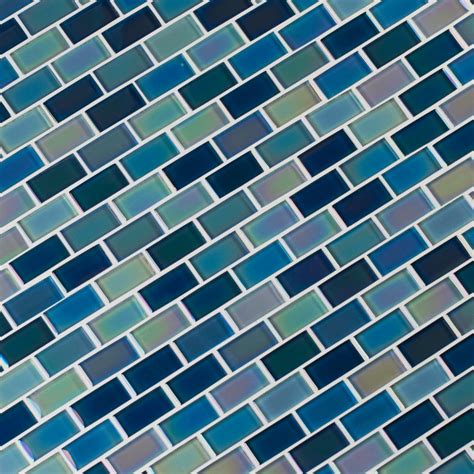 Iridescent Blue Blend 1x2 Crystallized Glass Mosaic Tile