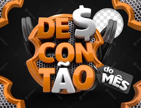 Descontão Do Mês Selo 3d Laranja E Branco Para Composição Psd [download