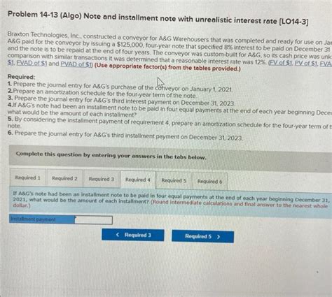 Solved Problem Algo Note And Installment Note With Chegg