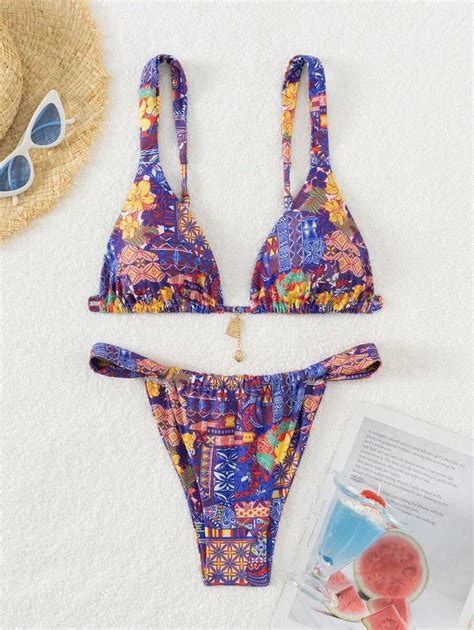 Swim Vcay Conjunto De Bikini Con Estampado Completo Para Mujer Ideal