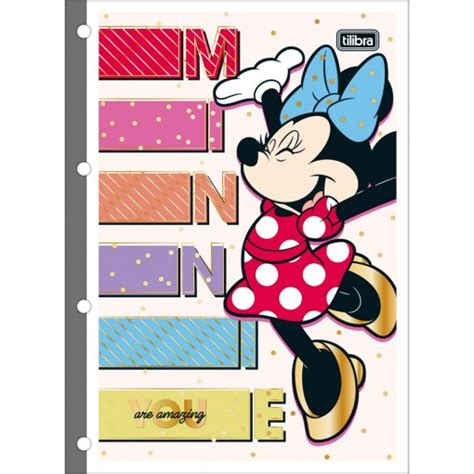 Refil Tiliflex para Caderno Argolado Universitário Minnie 80 Folhas