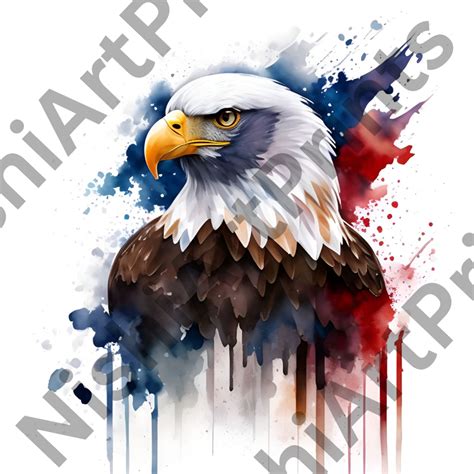 Bald Eagle American Flag Clipart Watercolor 10 High-quality Pngs ...