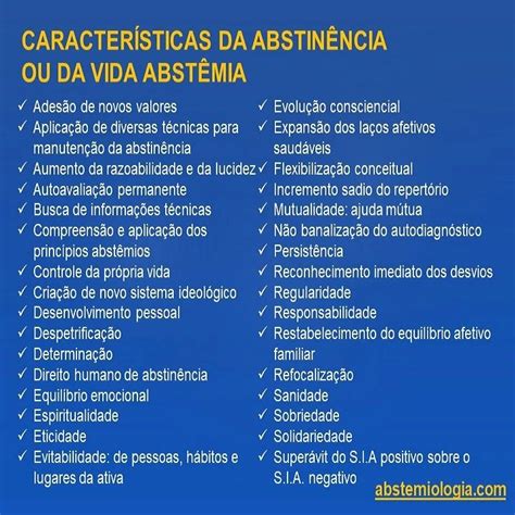 Abstinência O Que É - CARACTERÍSTICAS DA ABSTINÊNCIA