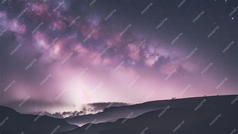 Premium Photo | Purple nebula night sky with stars and galaxy