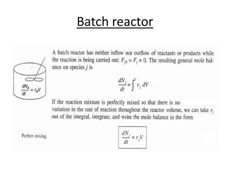 Ppt Mole Balance For Chemical Reaction Engineering Design Equations