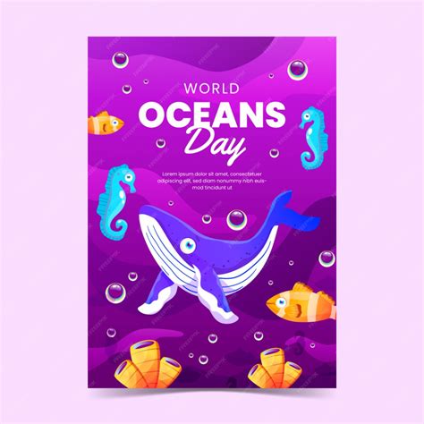 Free Vector Gradient World Oceans Day Vertical Poster Template