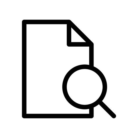 Find Page Icon With Paper And Magnifying Glass In Black Outline Style