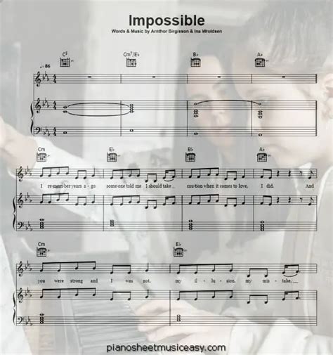 Impossible james arthur sheet music - C minor