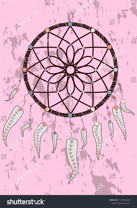 Illustration Hand Drawn Dream Catcher Feathers Stock Vector Royalty