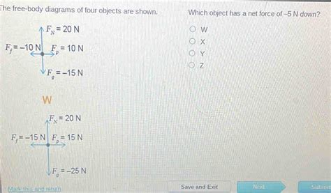 The Free Body Diagrams Of Four Objects Are Shown Which Object Has A