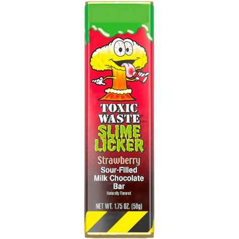 Toxic Waste Slime Licker Strawberry Sour Filled Milk Chocolate Bar 50