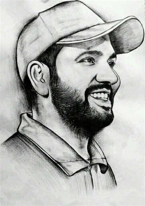 rohit sharma pencil sketch capturing  spirit  indian cricket