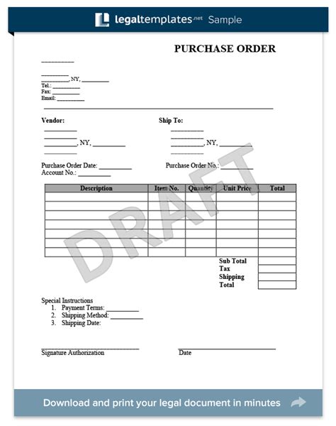 Create A Purchase Order Form In Minutes Legaltemplates