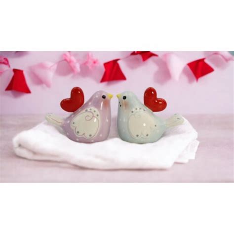 Ceramic Birds With Heart Salt And Pepper Shakers Valentines Day