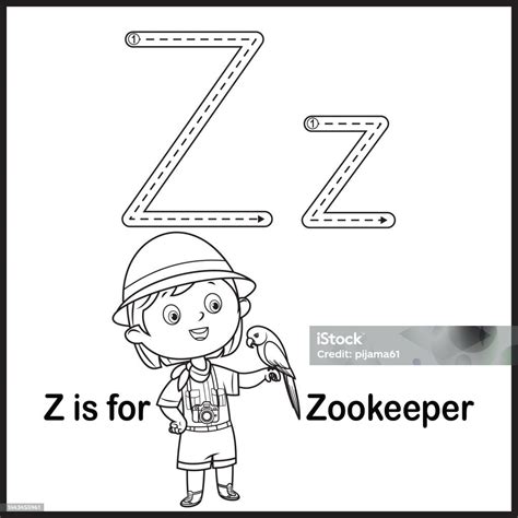 Flashcard Letter Z Is For Zookeeper Vector Illustration Stock