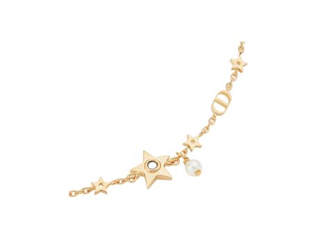 Sasom เครื่องประดับ Dior Star Bracelet In Star Detail Gold Finish Metal With A White Resin